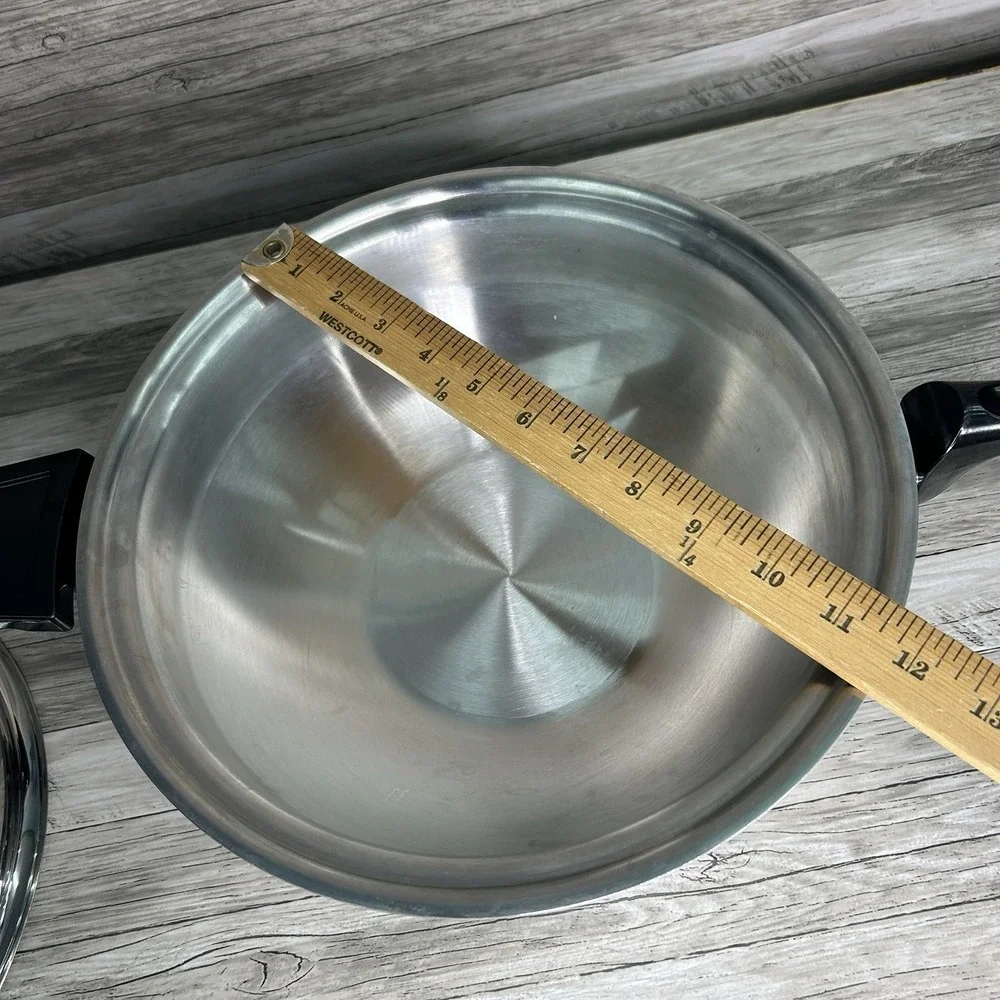 Kitchen Craft West Bend Wok Stainless Skillet Fry Pan Sauté Pot Lid